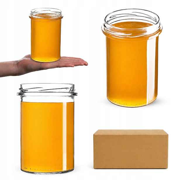 48x Skleněná Zavařovací Sklenice 475 ml Jednoduchá Na Med Džem Maso Zavařeniny Okurky FI82