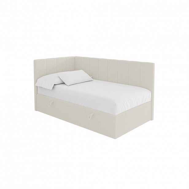 ALTDECOR JEDNOLŮŽKOVÁ POSTEL pro mládež s úložným prostorem vpravo, bez matrace - LOVY 100x200 béžová