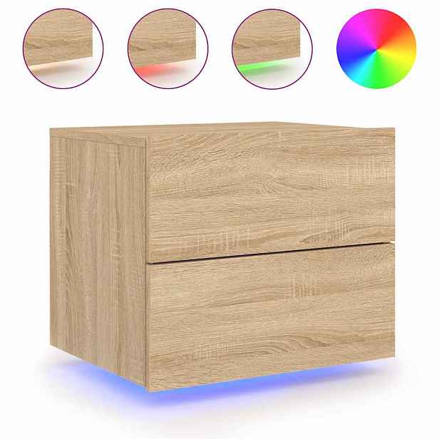 vidaXL Nástěnný noční stolek s LED osvětlením dub sonoma