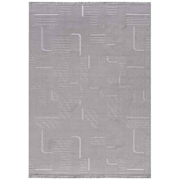 Koberec do obývacího pokoje šedý 80x150 cm geometrický, moderní, krátký vlas Oeko-Tex