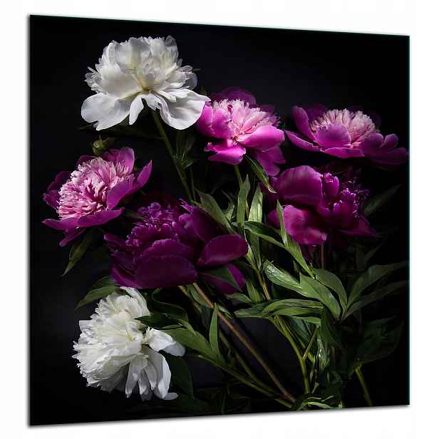 Skleněná Ochranná Deska Panel Lepidlo 60x65 Květiny