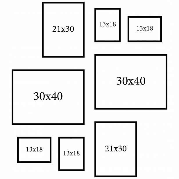 Fotorámečky sada 8ks 30x40, A4 21x29,7, 13x18, vícerámový rám