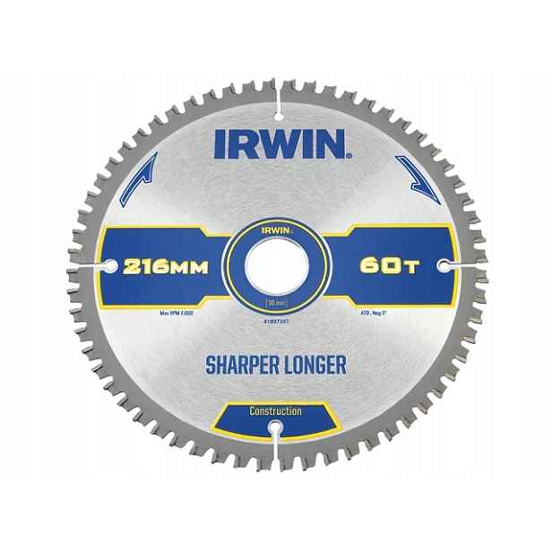 Irwin 1897397 Pilový Kotouč Vidiový Kotouč 216x30 60Z Pro Řezání Dřeva