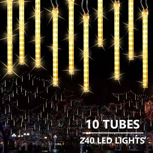 Meteorické lampy rampouchy 10 trubek 240 Led voděodolné teplá bílá dekorace