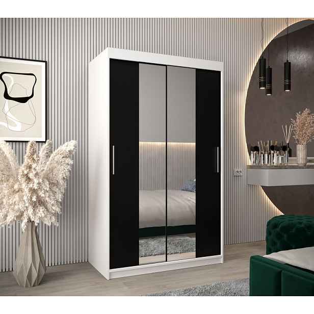 Skříň s posuvnými dveřmi v šířce 120 cm TIMEA 1 - bílá / černá