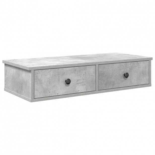 vidaXL Nástěnná police se zásuvkami betonově šedá 80x31x17 cm kompozit