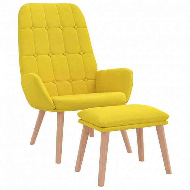 vidaXL Relaxační křeslo s podnožkou světle žluté textil