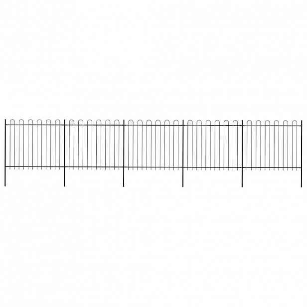 vidaXL Zahradní plot s obloukem nahoře ocelový 838 x 150 cm černý