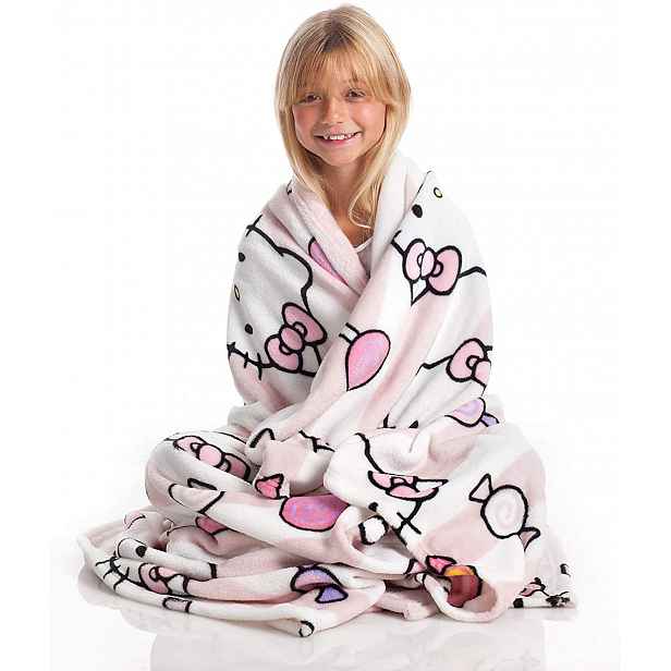 Značková Příjemná Teplá Deka Přehoz Pléd Deka Pro Děti Hello Kitty Kn