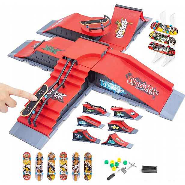 6 V 1 Fingerboard Rampa Sada Skatepark 6 Skateboard