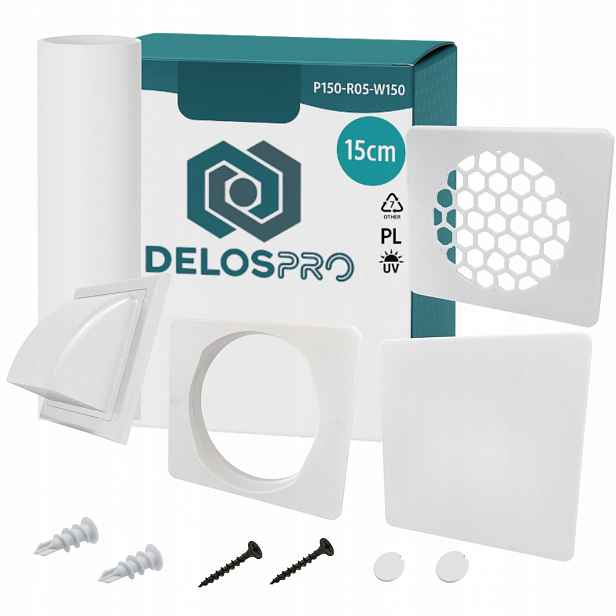 Sada průchodek pro vyvedení trubky klimatizace 15 cm 2x krytka čtverec