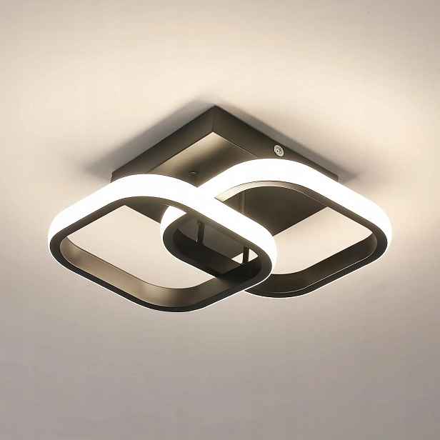 Stropní Led lampa lustr černý čtvercový moderní do ložnice 4500K 22W