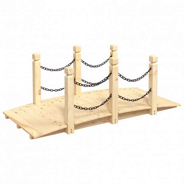 vidaXL Zahradní můstek s řetězovým zábradlím 150x67x56 cm masivní smrk