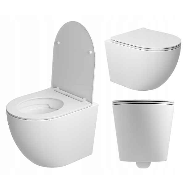 Wc Mísa Bílá Závěsná Bezpřírubová Rimless Deska Sada Como