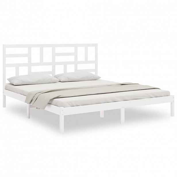 vidaXL Rám postele bílý masivní dřevo 200 x 200 cm