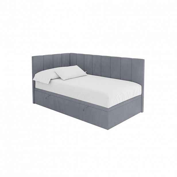 ALTDECOR JEDNOLŮŽKOVÁ POSTEL pro mládež s úložným prostorem vpravo, bez matrace - LOVY 80x200 šedá