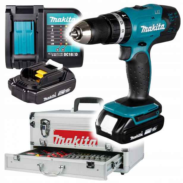 Makita DHP453 Aku Šroubovák Akumulátorová Baterie 18 V S Příslušenstvím