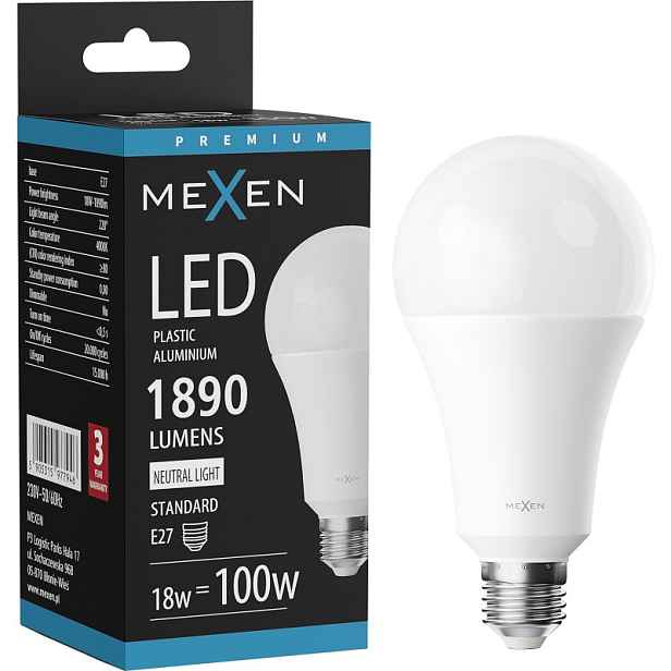 Mexen Nova Led Žárovka E27 A70 18W Neutrální Bílá 4000K 1890 LM