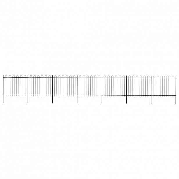 vidaXL Zahradní plot s obloukem nahoře ocelový 1172 x 150 cm černý
