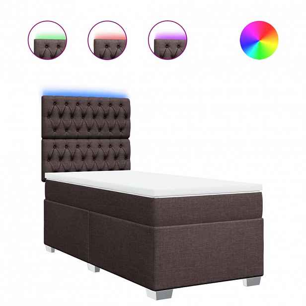 vidaXL Box spring postel s matrací tmavě hnědá 100 x 200 cm textil