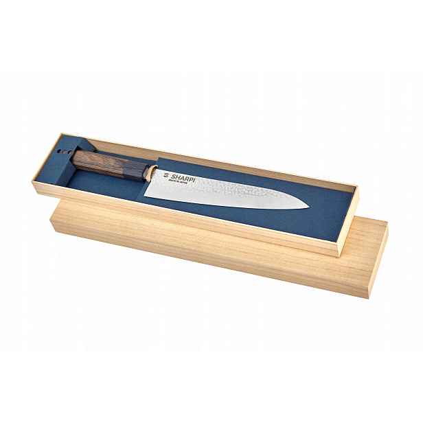 Nůž šéfkuchaře Gyuto Sharpi 21 cm damast VG-10, tepaný, suchý