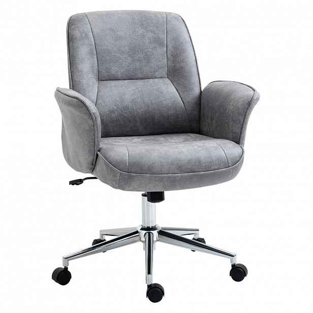Redom KANCELÁŘSKÁ židle 67/69/92-102 cm výškově nastavitelná s houpací funkcí a ergonomickým polstrováním, Světle šedá