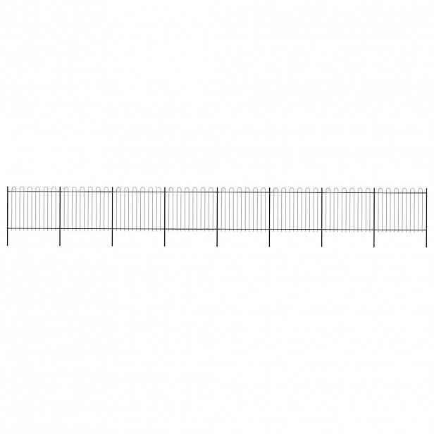 vidaXL Zahradní plot s obloukem nahoře ocelový 1339 x 150 cm černý