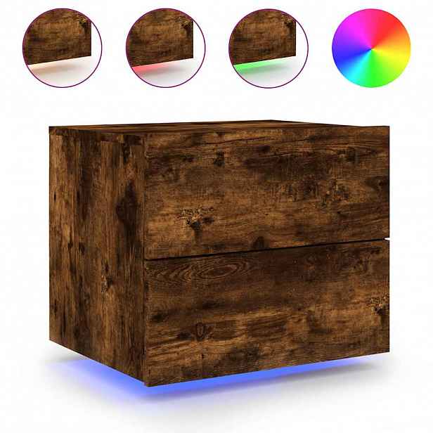 vidaXL Nástěnný noční stolek s LED osvětlením kouřový dub