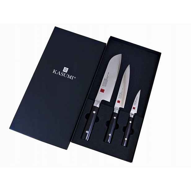 Sada Kuchyňských Nožů Kasumi Damast 3 ks Santoku Univerzální Carving