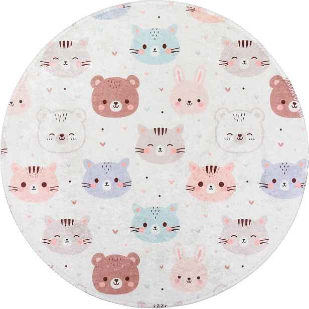 Slonovinový pratelný dětský koberec ø120 cm Cute Animals – Vitaus