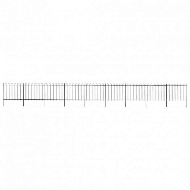 vidaXL Zahradní plot s obloukem nahoře ocelový 1506 x 150 cm černý