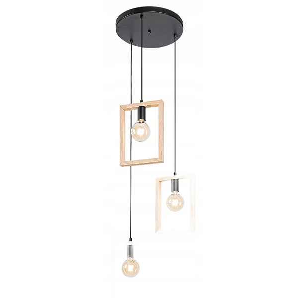 Závěsná lampa se 3 dřevěnými rámečky, černá, hnědá, do obývacího pokoje nad stůl Rabalux