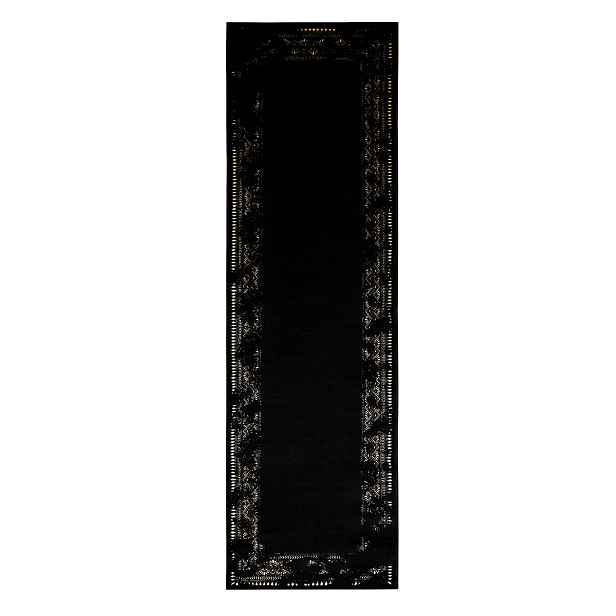 Běhoun Gloss 408C 86 geometric black/gold, 80x300, černá, obývací pokoj, Dywany Łuszczów