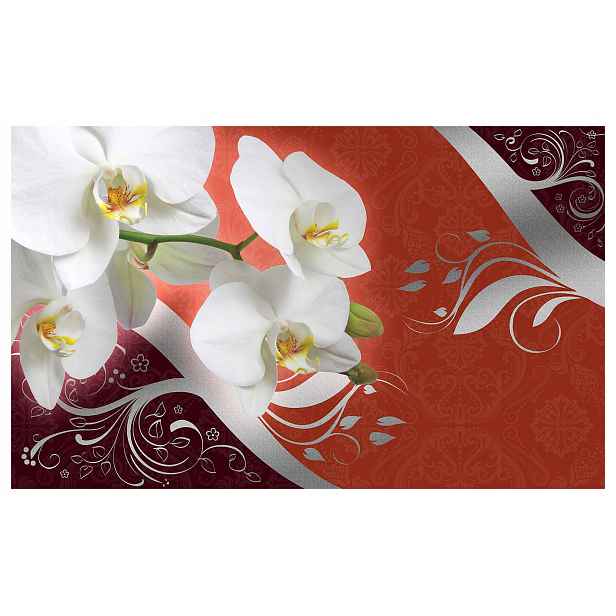 Fototapeta Bílé orchideje Červená Stříbro Elegance Harmonie 200x140 lepidlo