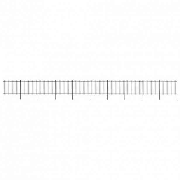 vidaXL Zahradní plot s obloukem nahoře ocelový 1673 x 150 cm černý