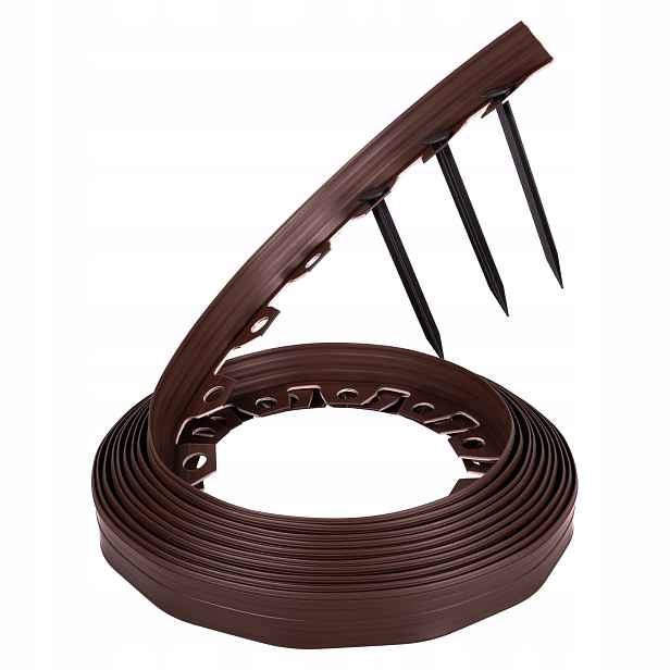 Zahradní lem z plast 2x10 m, hnědý, 4 cm