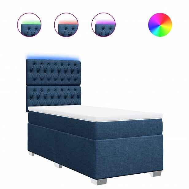 vidaXL Box spring postel s matrací modrá 100 x 200 cm textil