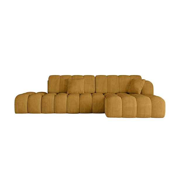 ALTDECOR ROHOVÁ SEDAČKA s funkcí spaní a otomanem, pravá OLEA-L2-S 321x164x75 Hořčicová Manšestr