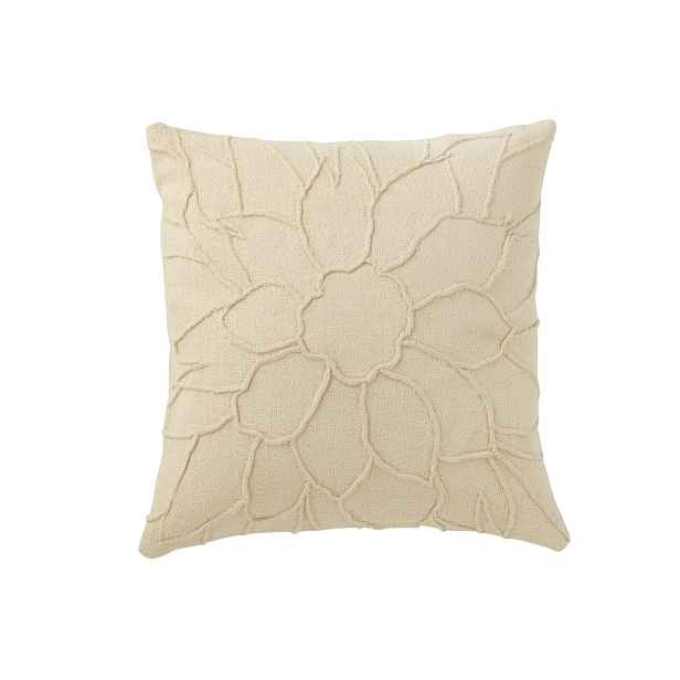 Béžový polštář s květinou Flower - 43*10*43 cm J-Line by Jolipa