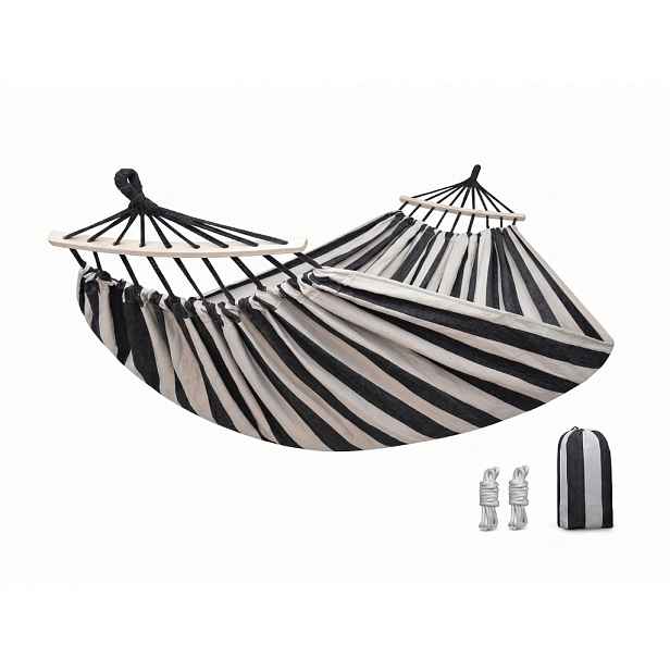 Houpací síť ZENVIO COMFORT 200x80 cm, šedo-bílá + taška zdarma
