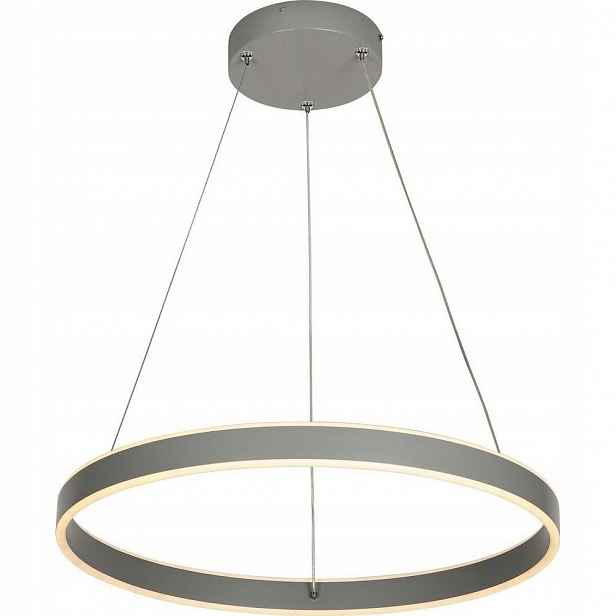 Popelavě šedá kulatá závěsná lampa s Led kroužkem 36W