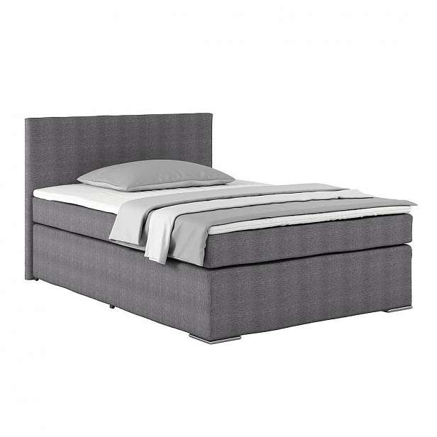 Postel Boxspring Nero, šedá, 140x200cm