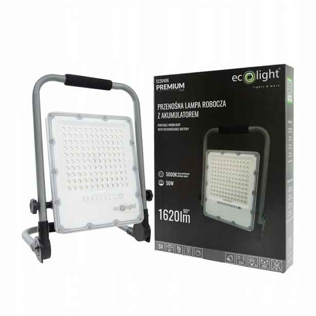 Přenosný Pracovní Halogenový Zářič Led Lampa S Akumulátorem 50 W 5000 K