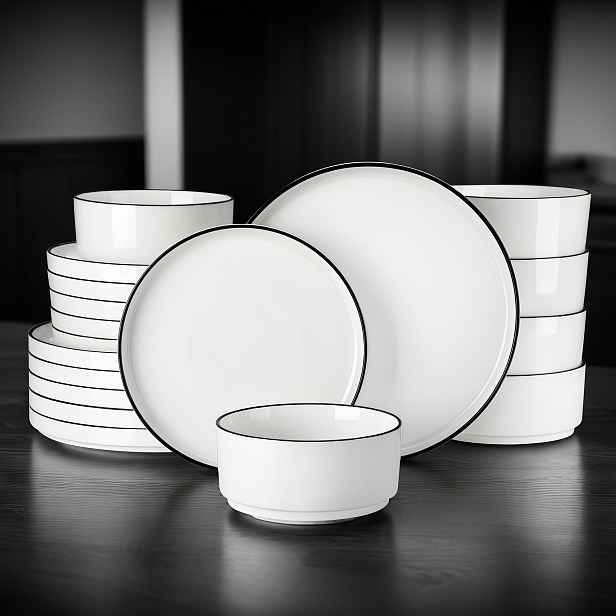 TEMU 18ks Prémiová Porcelánová Jídelní Sada, Pro 6 Osob