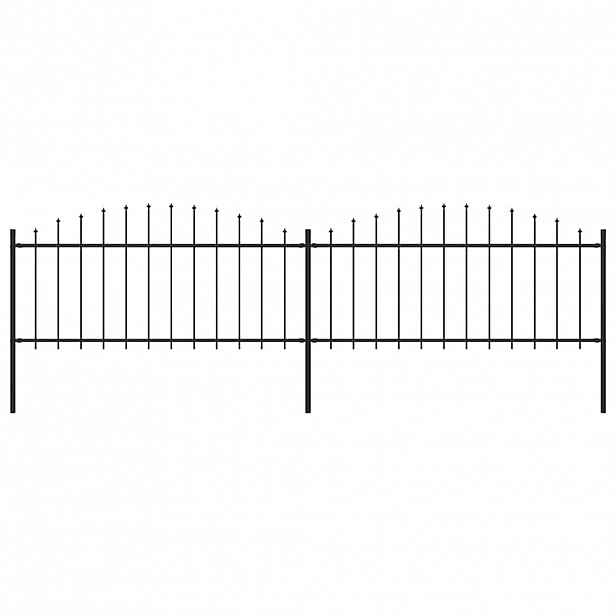 vidaXL Zahradní plot s kopím nahoře ocelový 337 x 75 cm černý