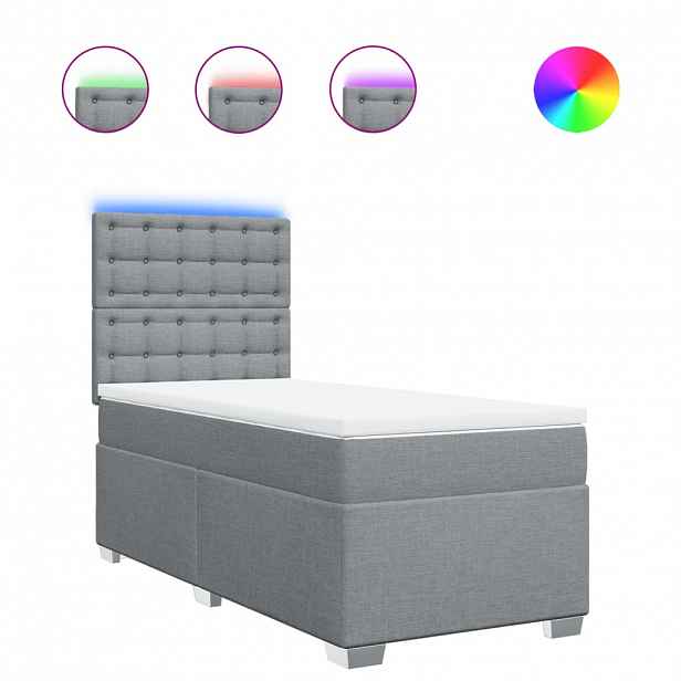 vidaXL Box spring postel s matrací světle šedý 100 x 200 cm textil