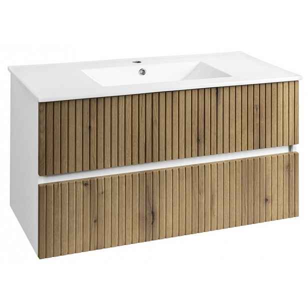 AQUALINE - PANEDA STRIP umyvadlová skříňka 99,5x55x45,2cm, dub emporio PN310