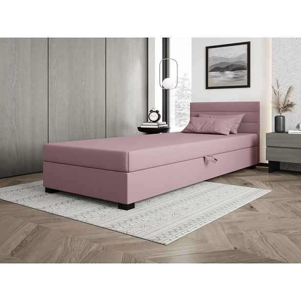 Čalouněná postel 80x195 KASANDRA 1 s úložným prostorem - růžová