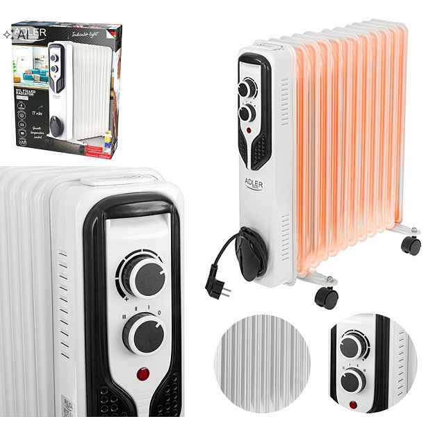 Elektrický Olejový Ohřívač 11 Žeber Adler Ad 7817 3 Výkon Termostat 2500 W