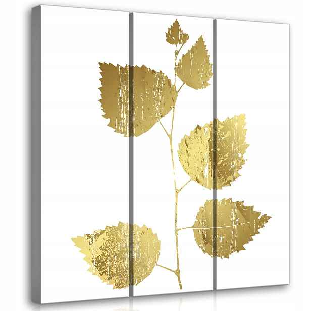 Obraz 90x100 Zlaté listy větvička minimalismus textura elegance příroda